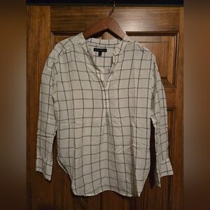 Banana Republic Cream and Black Plaid Shirt